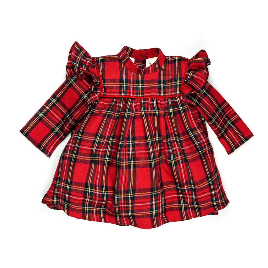 Vestito manica lunga in tartan rosso