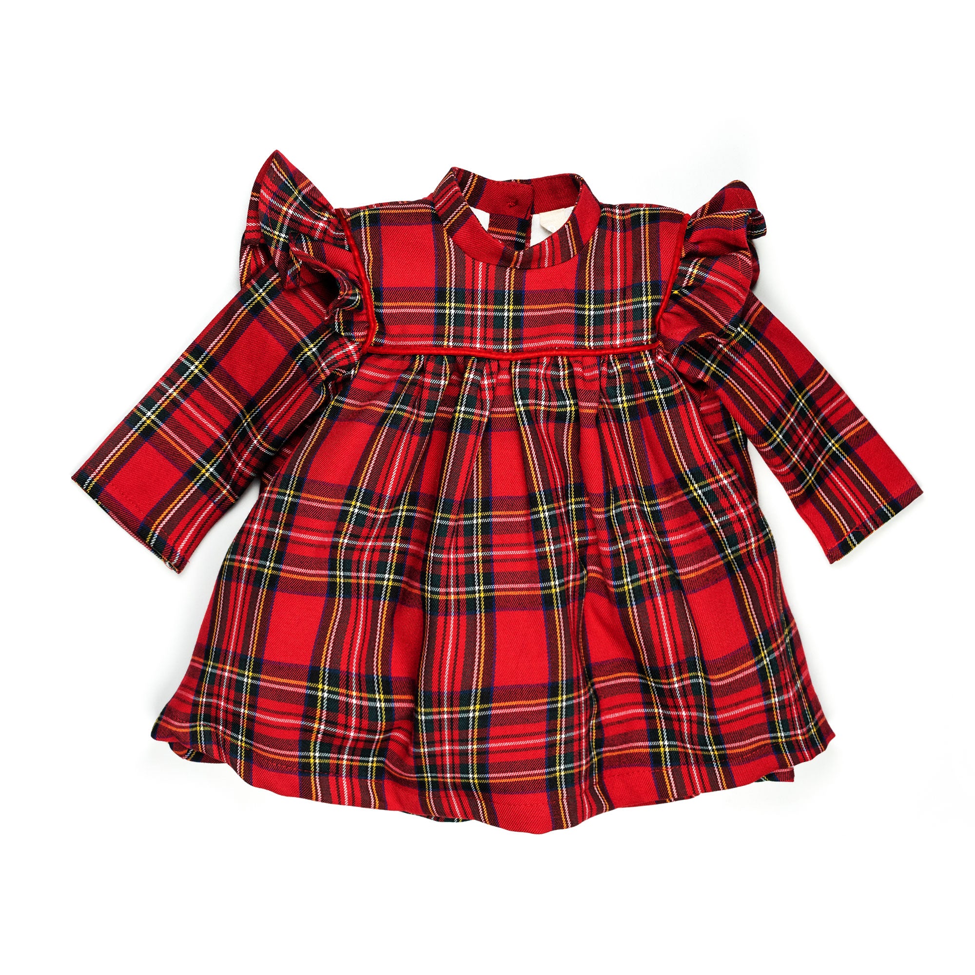 Vestito manica lunga in tartan rosso
