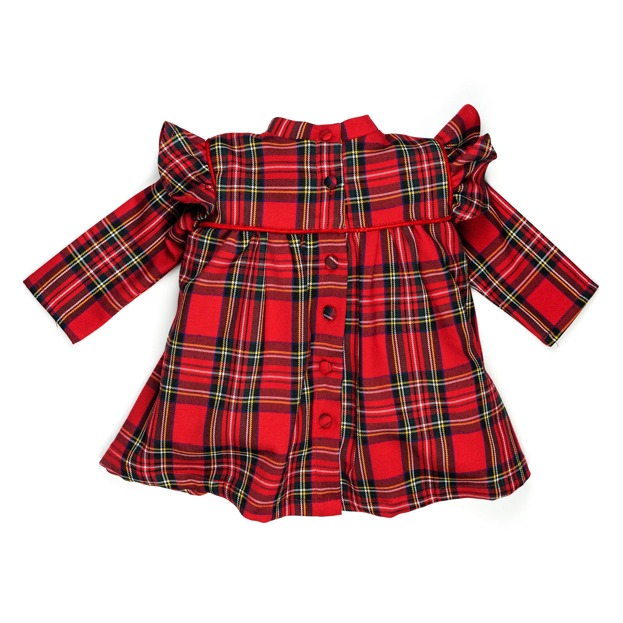 Vestito manica lunga in tartan rosso