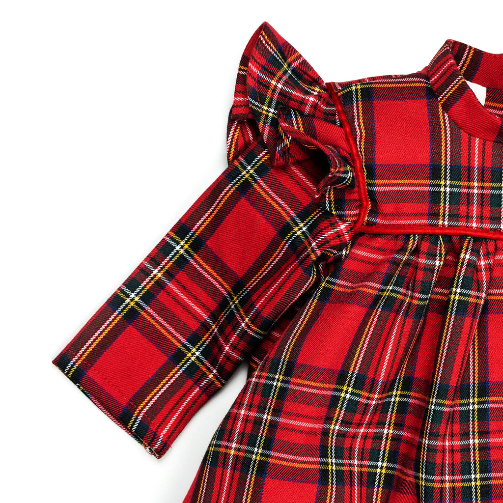 Vestito manica lunga in tartan rosso
