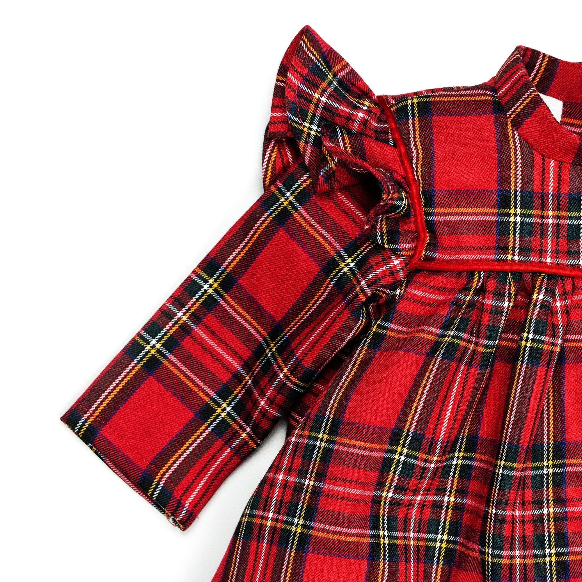 Vestito manica lunga in tartan rosso