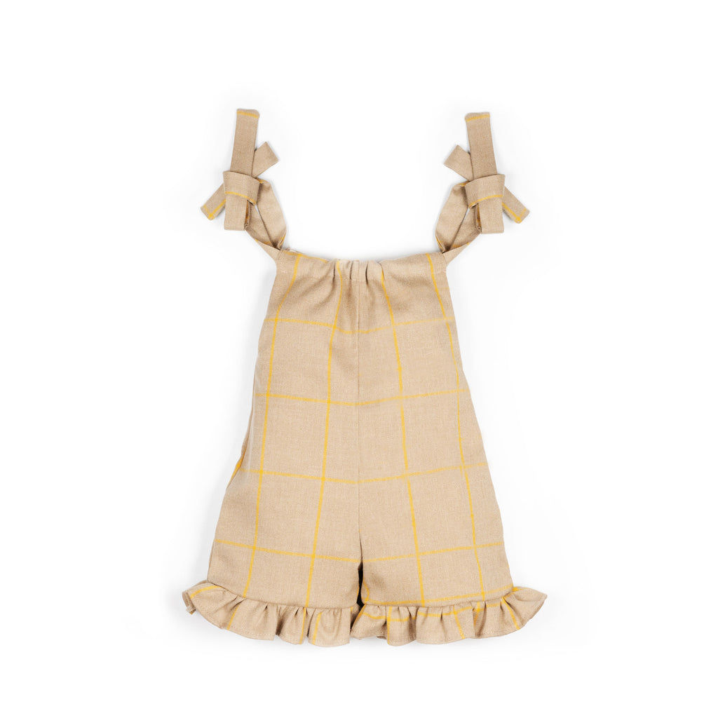 Salopette con volant beige