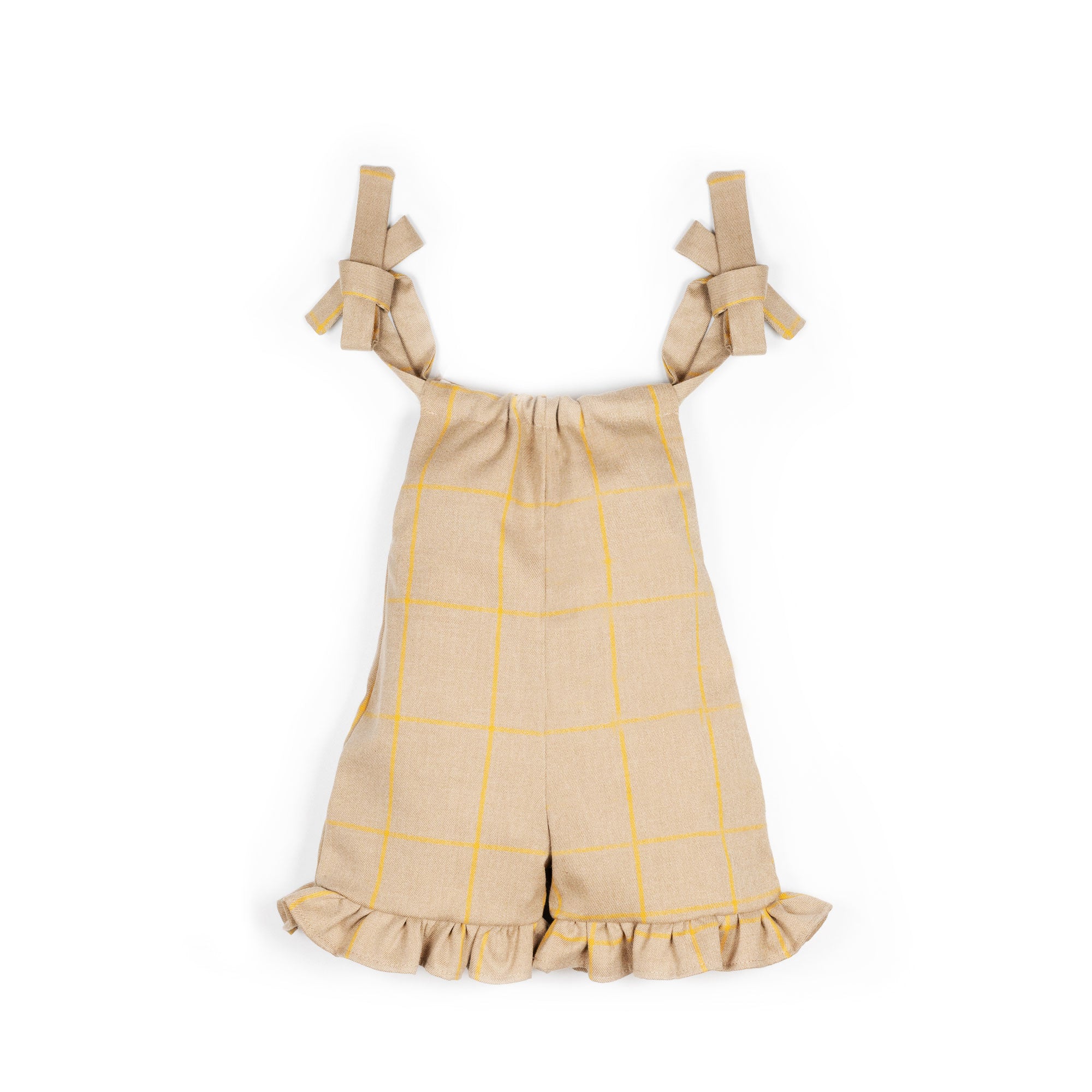 Salopette con volant beige