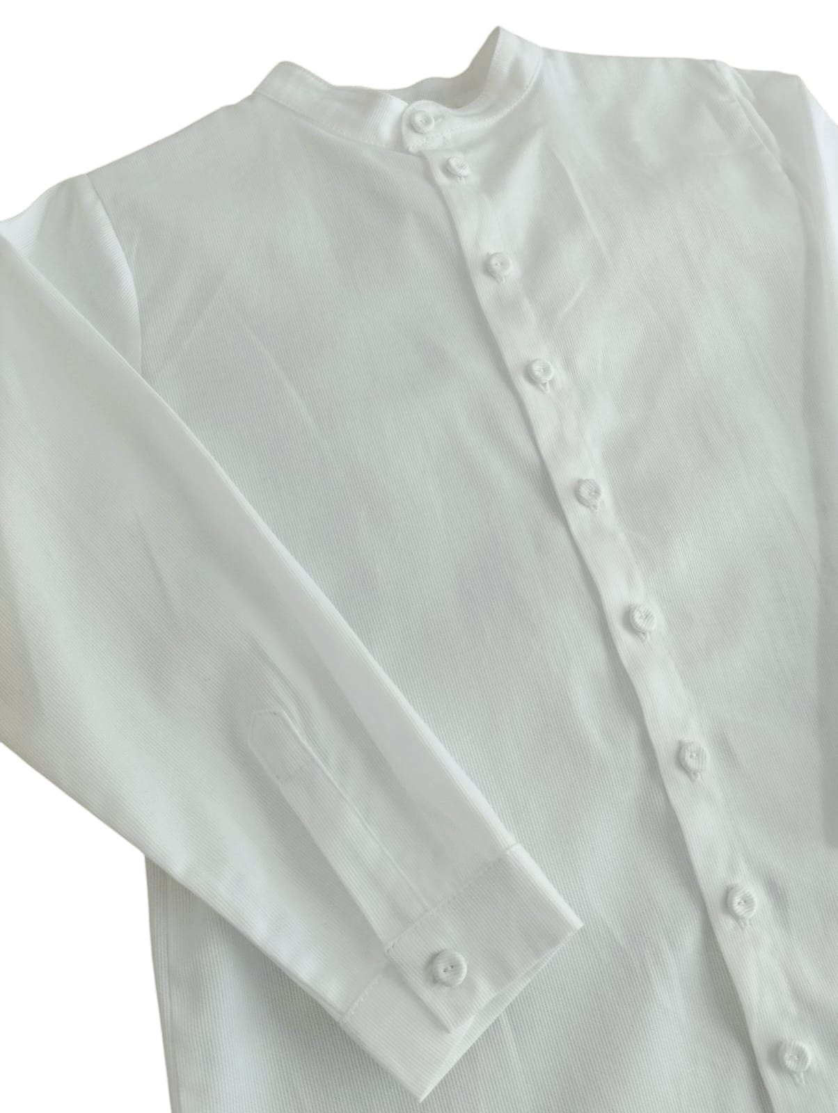 Camicia bambino con collo alla coreana in cotone