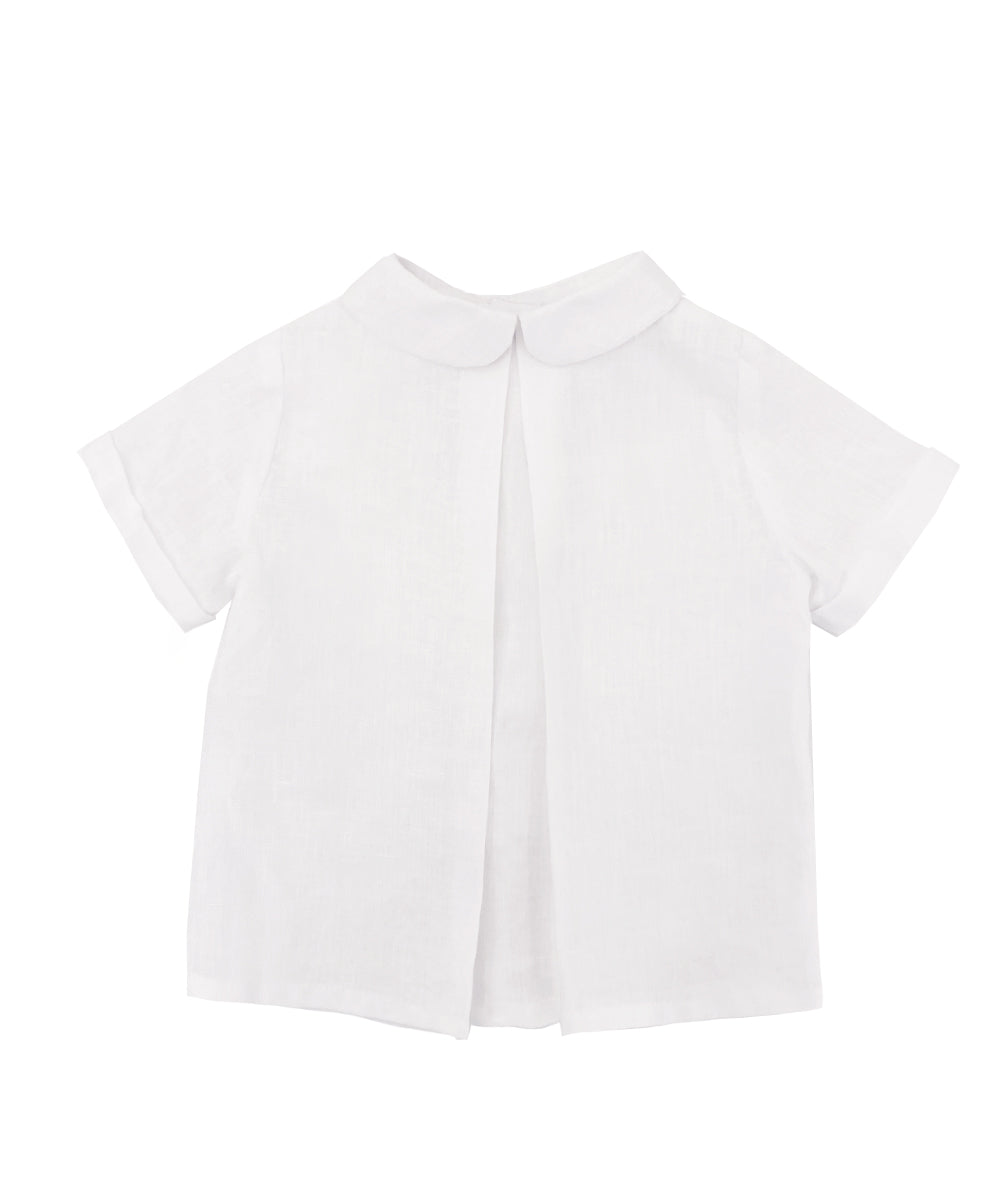 Camicia bambino lino bianco con ripresa