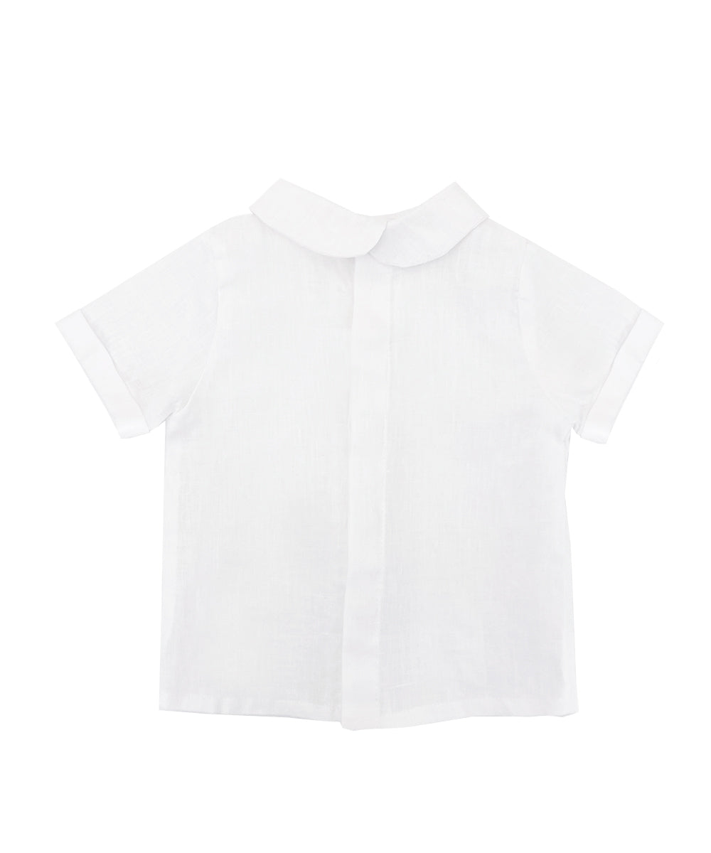 Camicia bambino lino bianco con ripresa