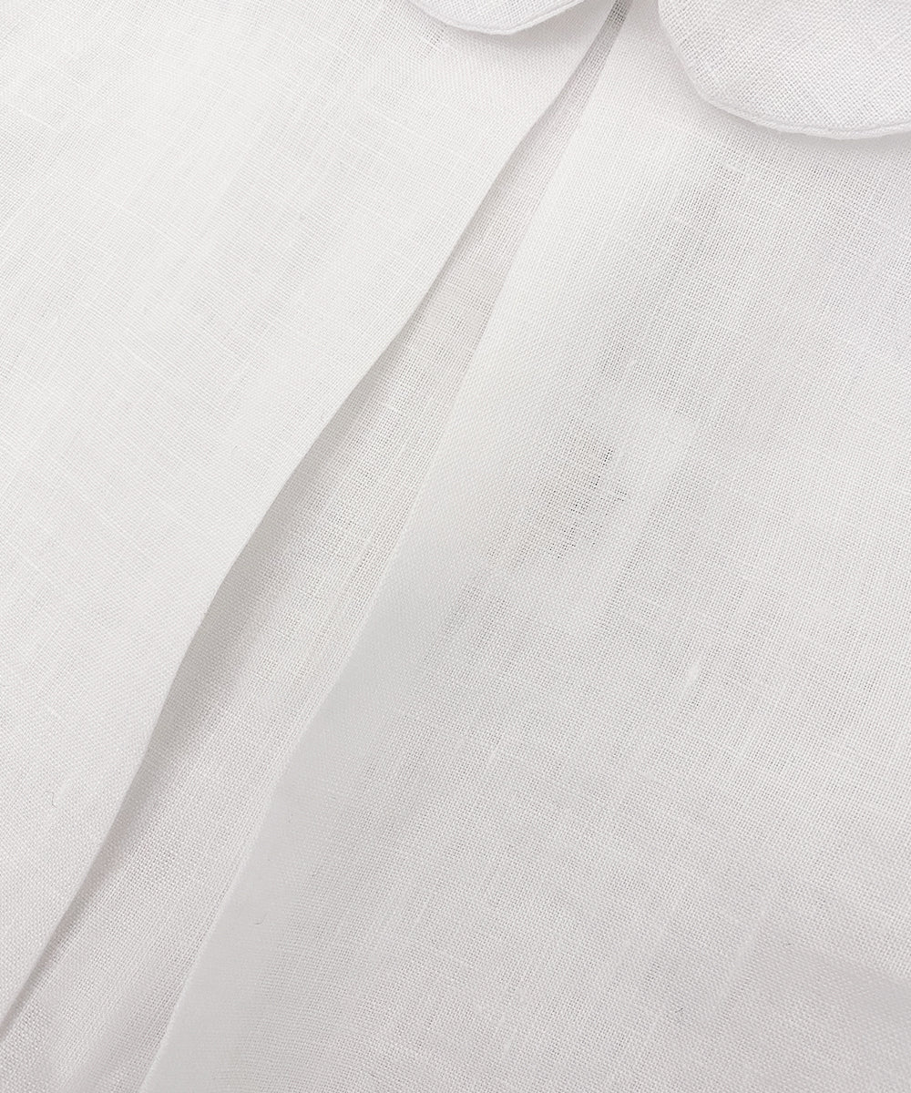 Camicia bambino lino bianco con ripresa