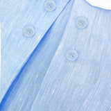 Camicia bambino lino celeste con ripresa