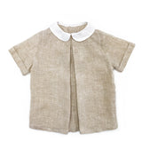 Camicia bambino lino sabbia con ripresa