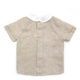 Camicia bambino lino sabbia con ripresa