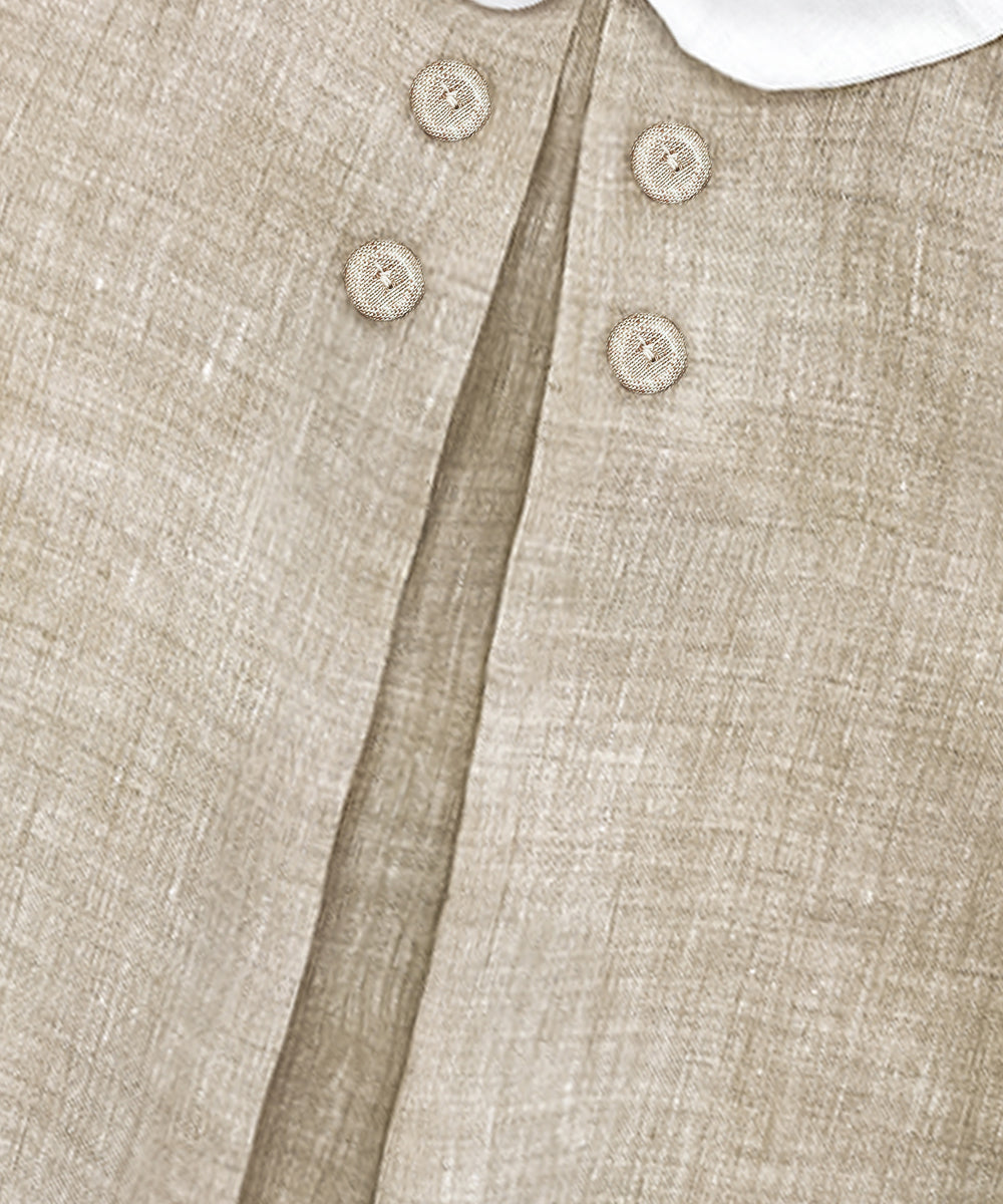 Camicia bambino lino sabbia con ripresa