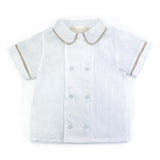 Camicia con bottoncini bambino lino bianco
