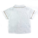 Camicia con bottoncini bambino lino bianco