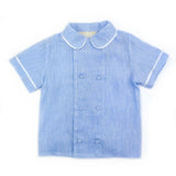 Camicia con bottoncini bambino lino celeste
