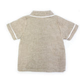 Camicia con bottoncini bambino lino sabbia