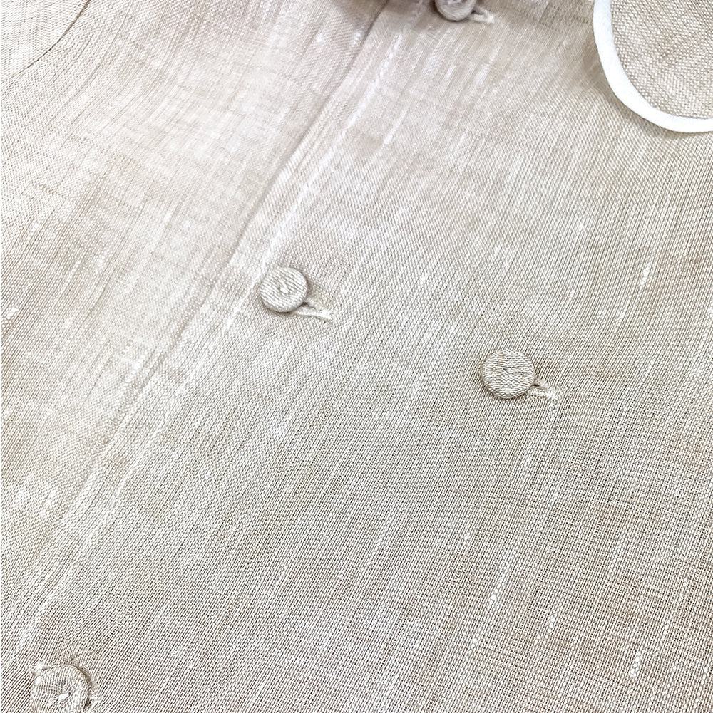 Camicia con bottoncini bambino lino sabbia