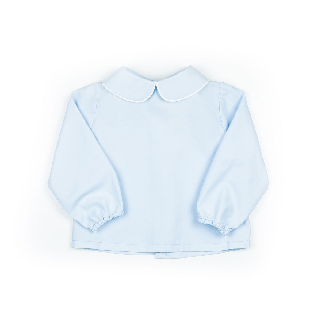 Camicia con collo rotondo in piquet celeste