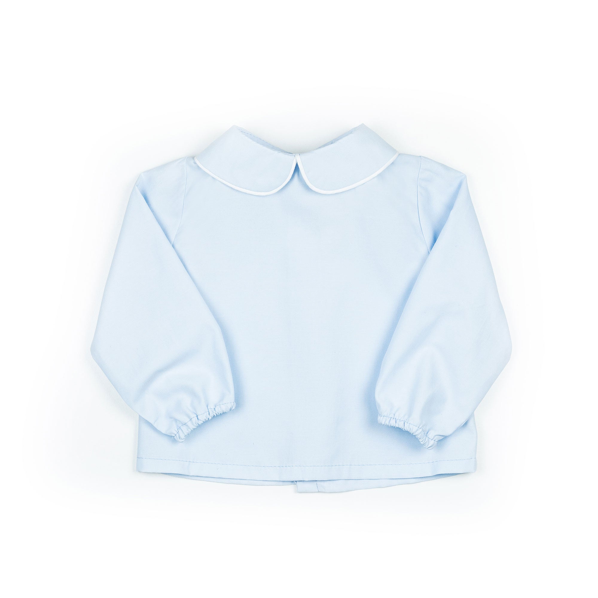 Camicia con collo rotondo in piquet celeste