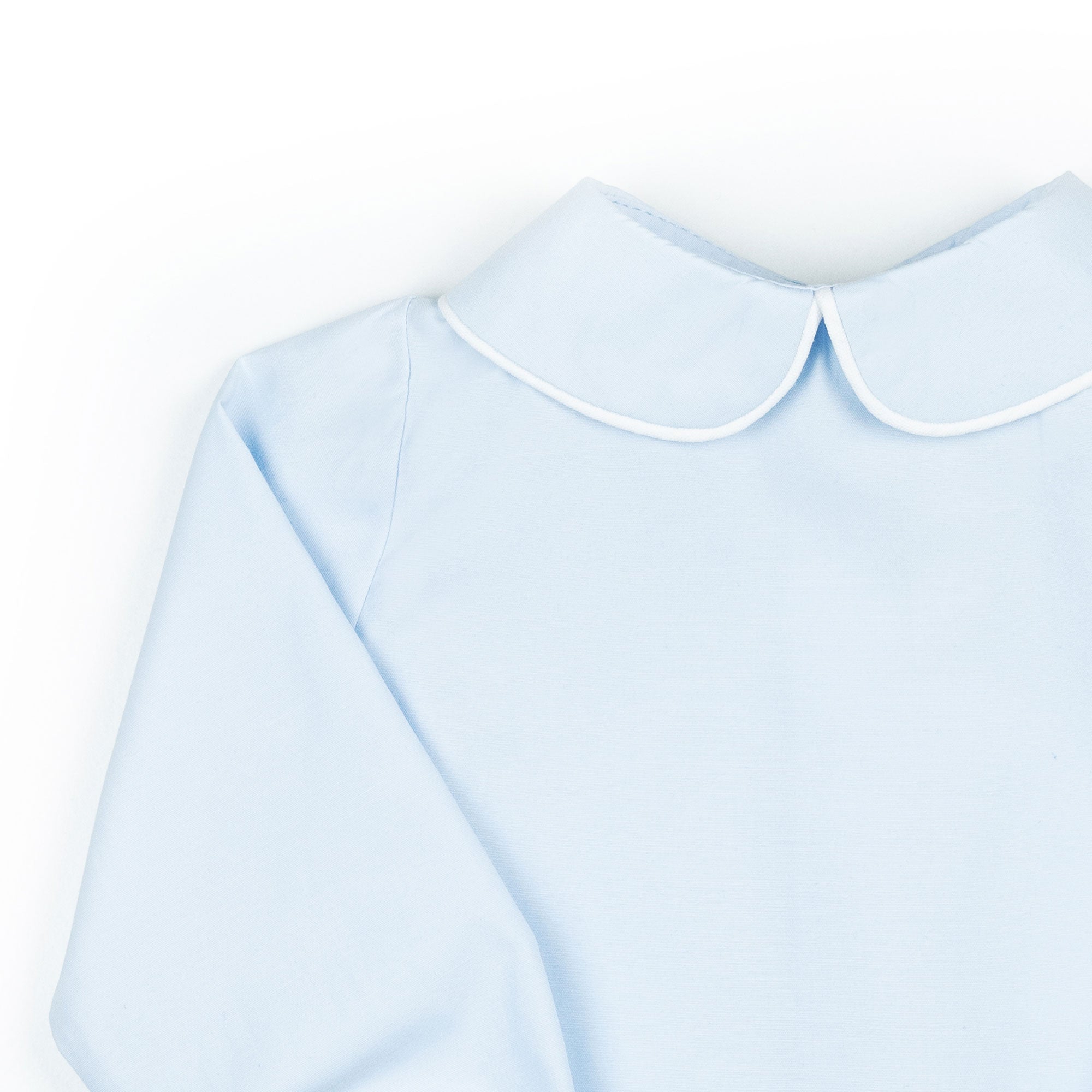 Camicia con collo rotondo in piquet celeste