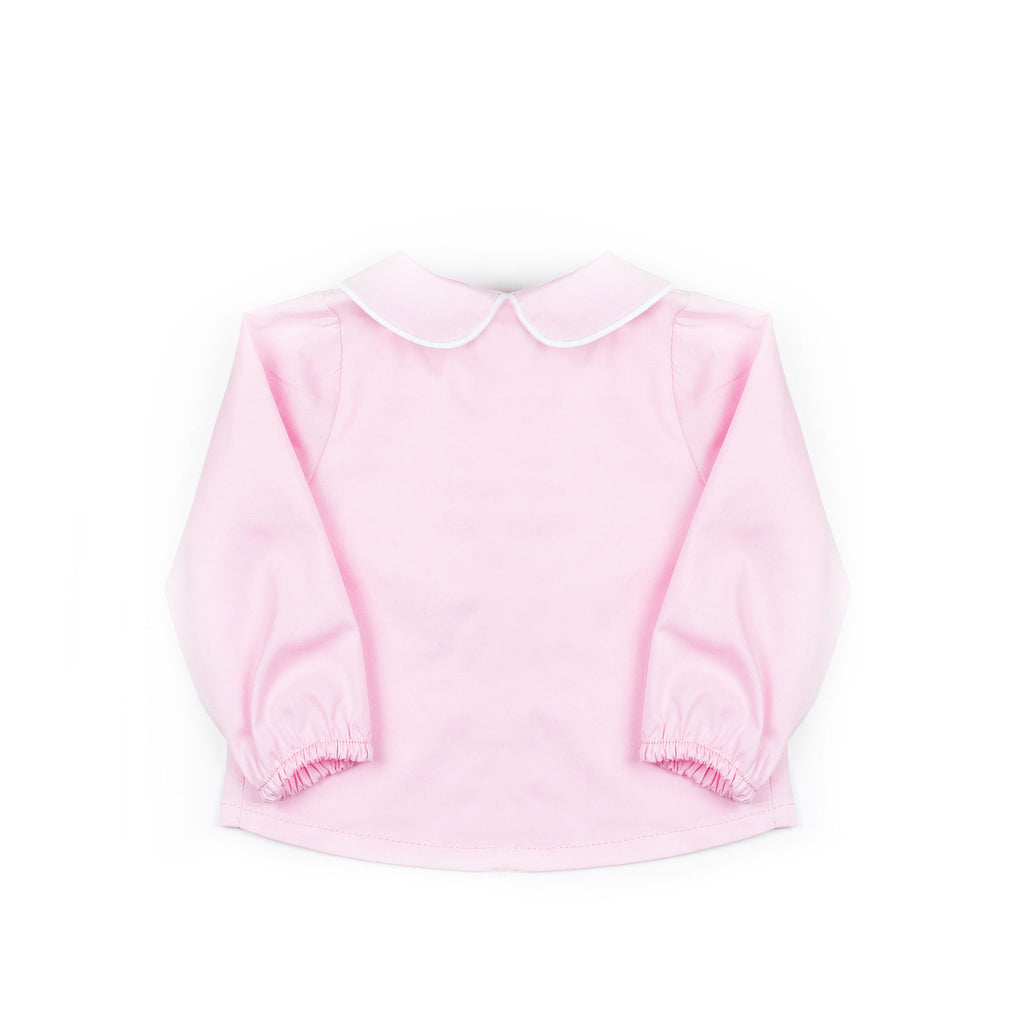 Camicia con collo rotondo in piquet rosa