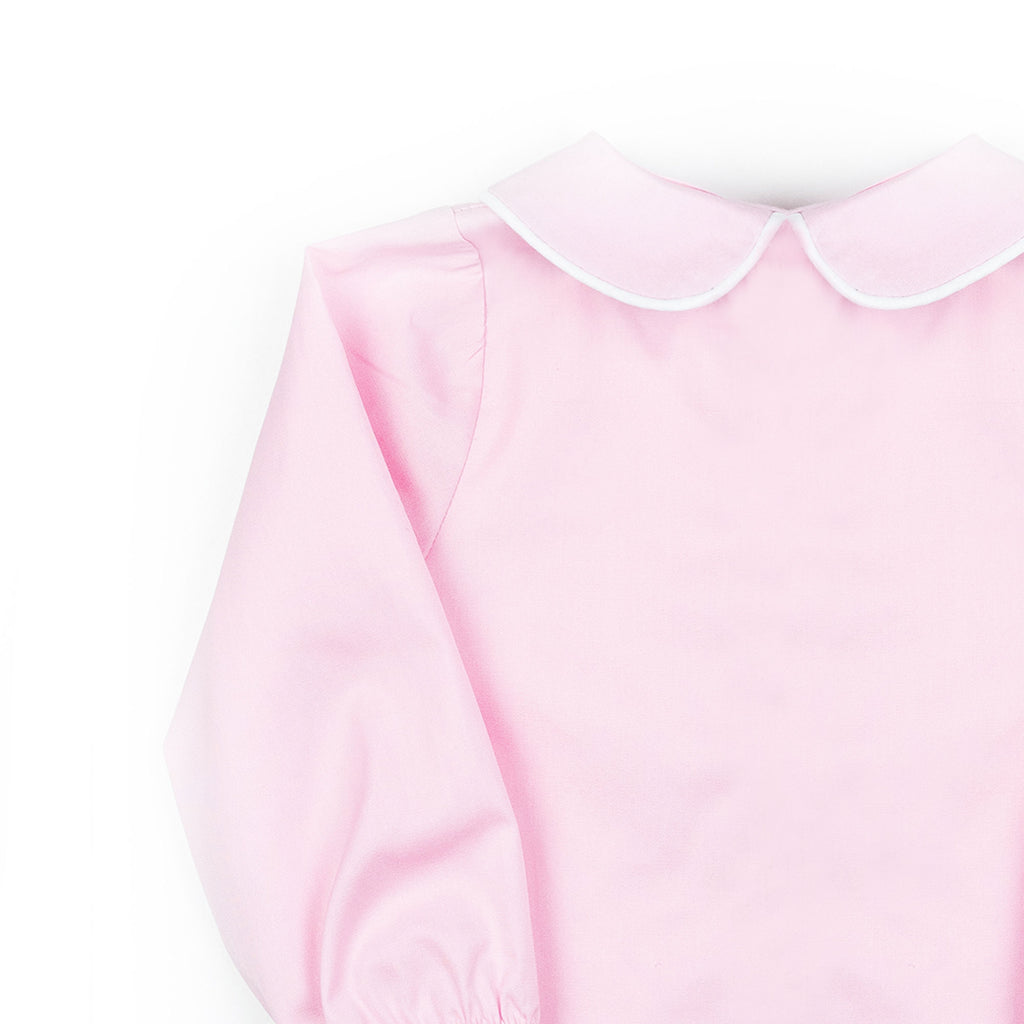 Camicia con collo rotondo in piquet rosa