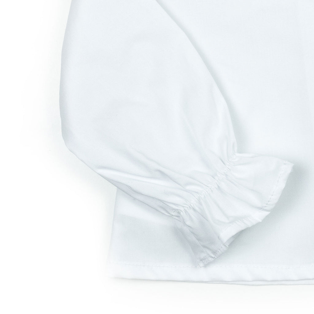 Camicia con collo rouches in piquet bianco