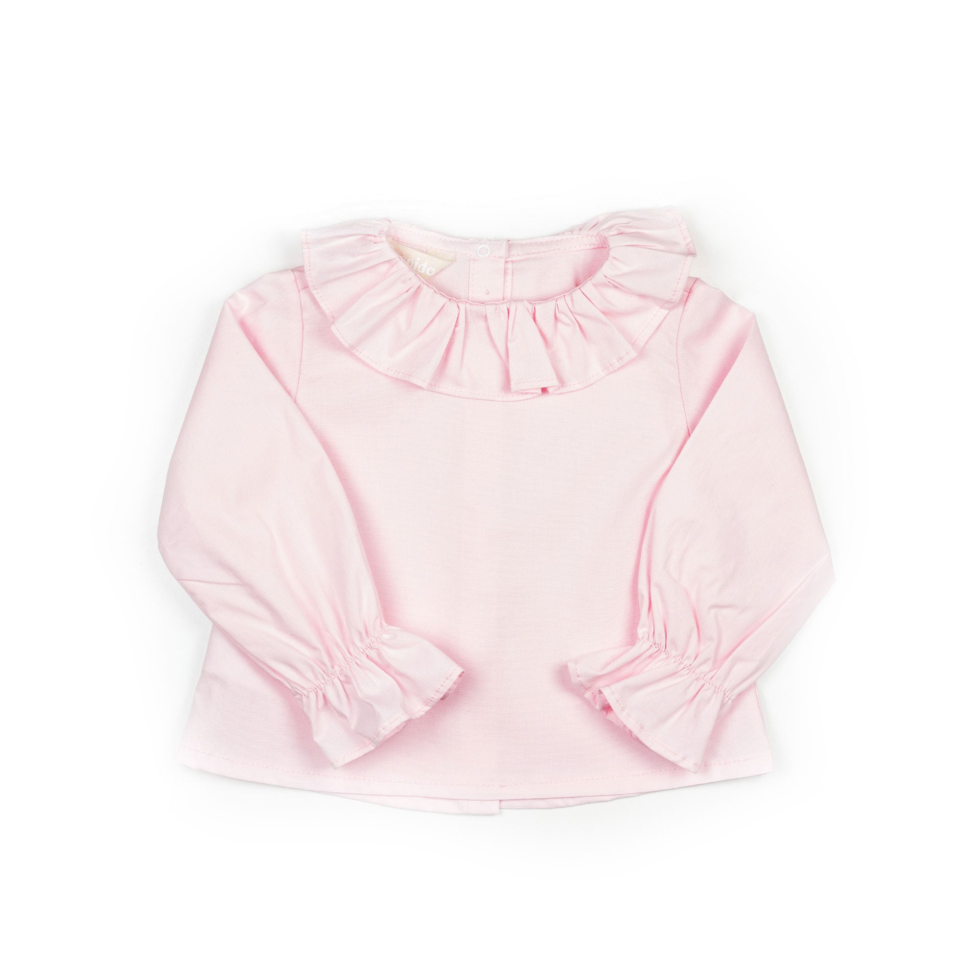 Camicia con collo rouches in piquet rosa
