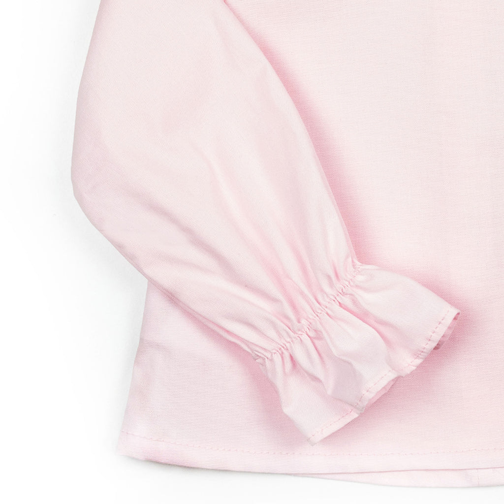 Camicia con collo rouches in piquet rosa