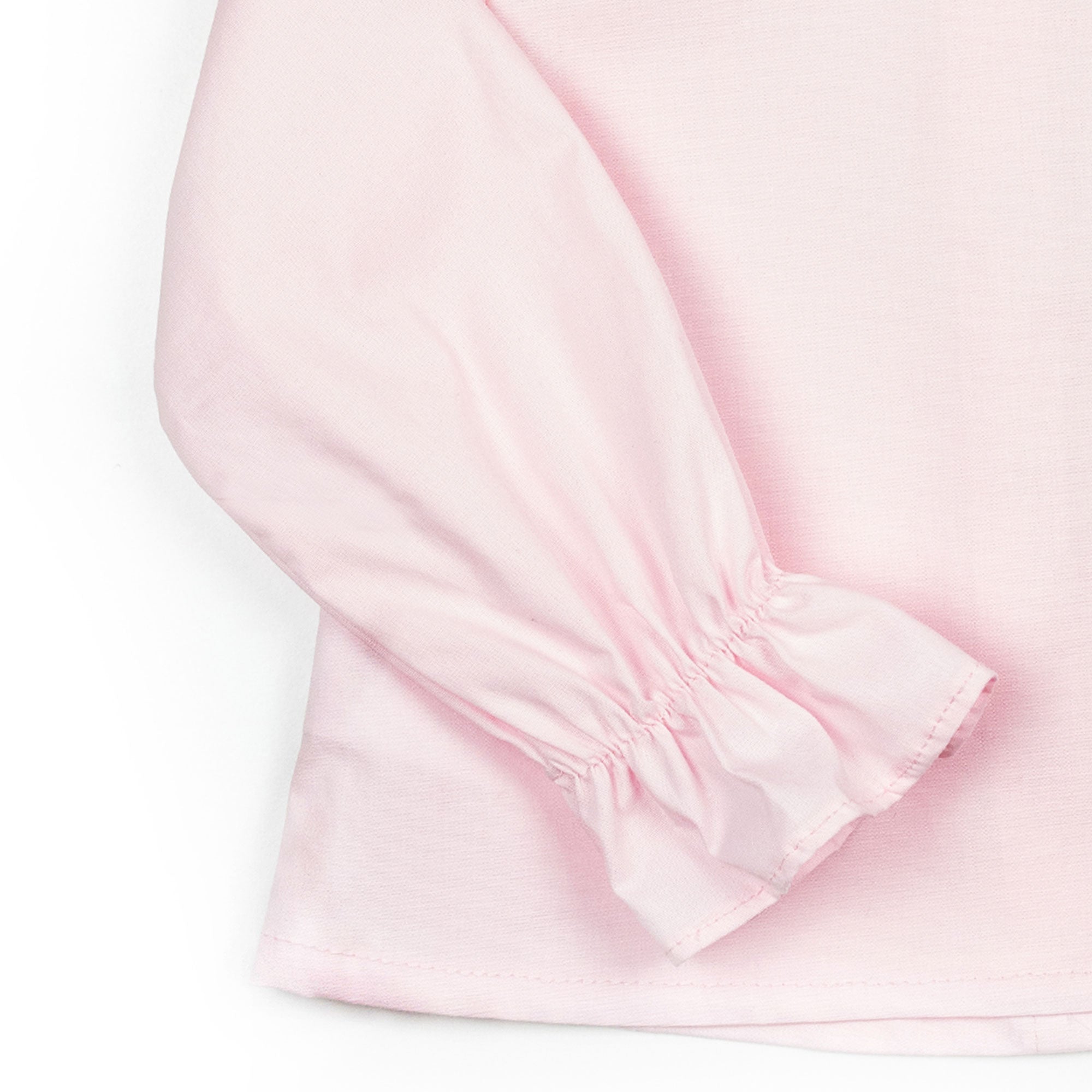 Camicia con collo rouches in piquet rosa