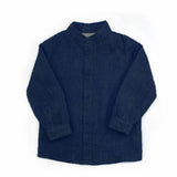 Camicia coreana bambino lino blu