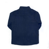 Camicia coreana bambino lino blu