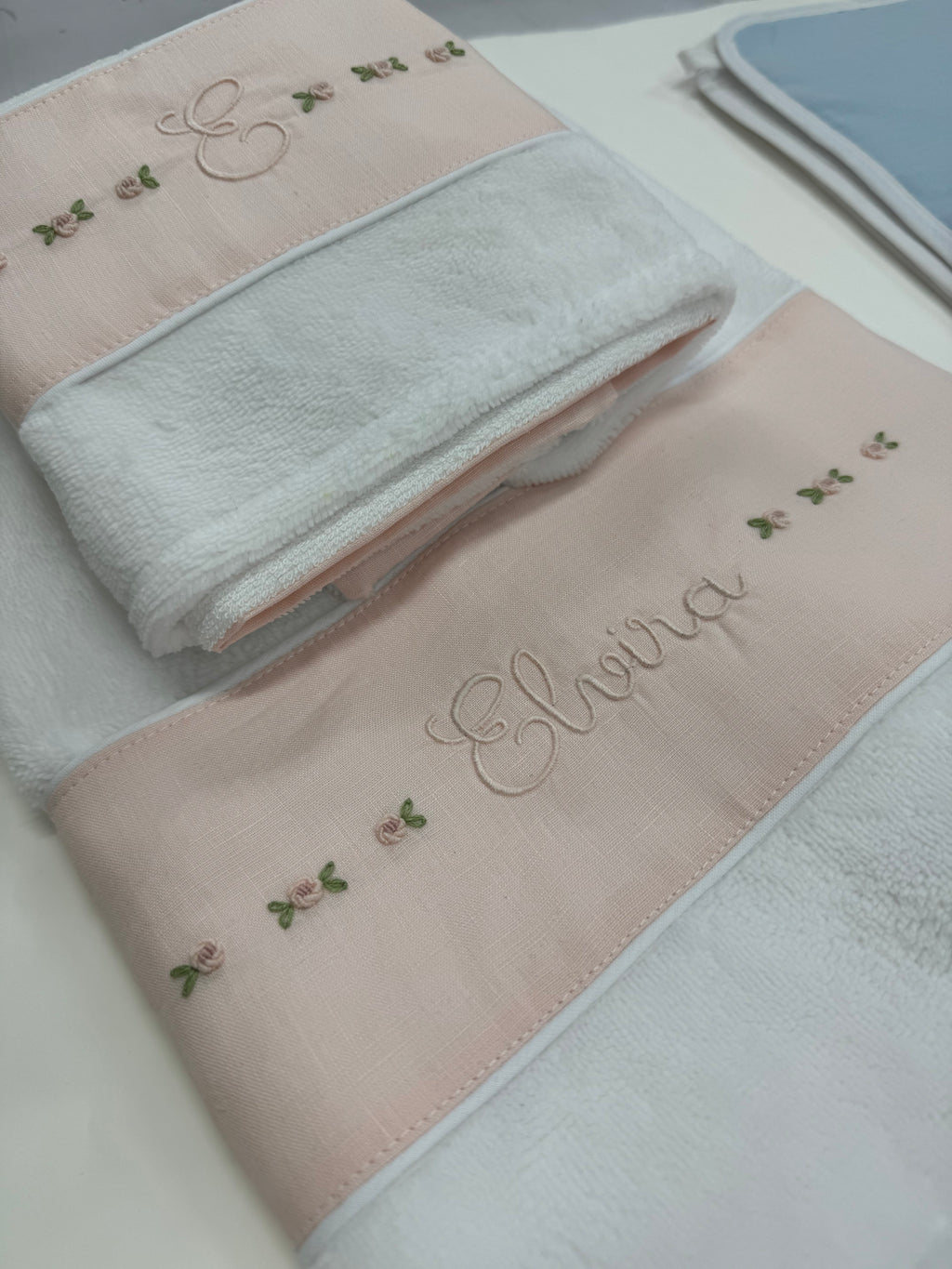 Set asciugamano lino rosa