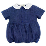 Pagliaccetto con bottoni in lino blu