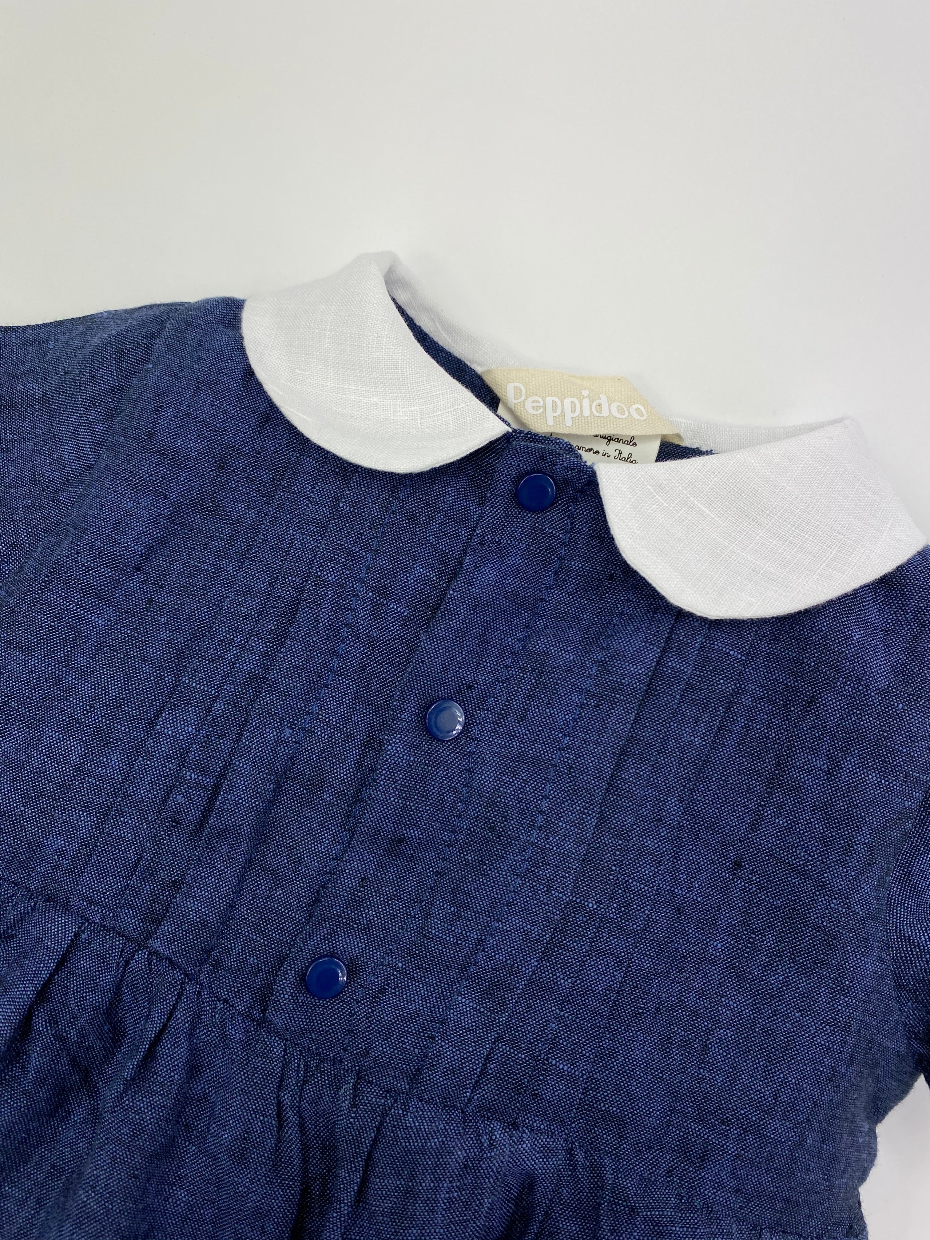 Pagliaccetto con bottoni in lino blu