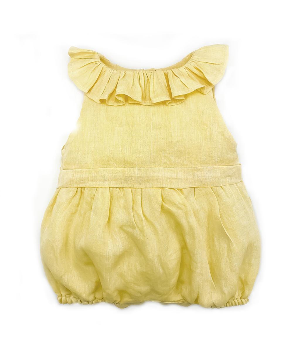 Pagliaccetto con rouches lino giallo