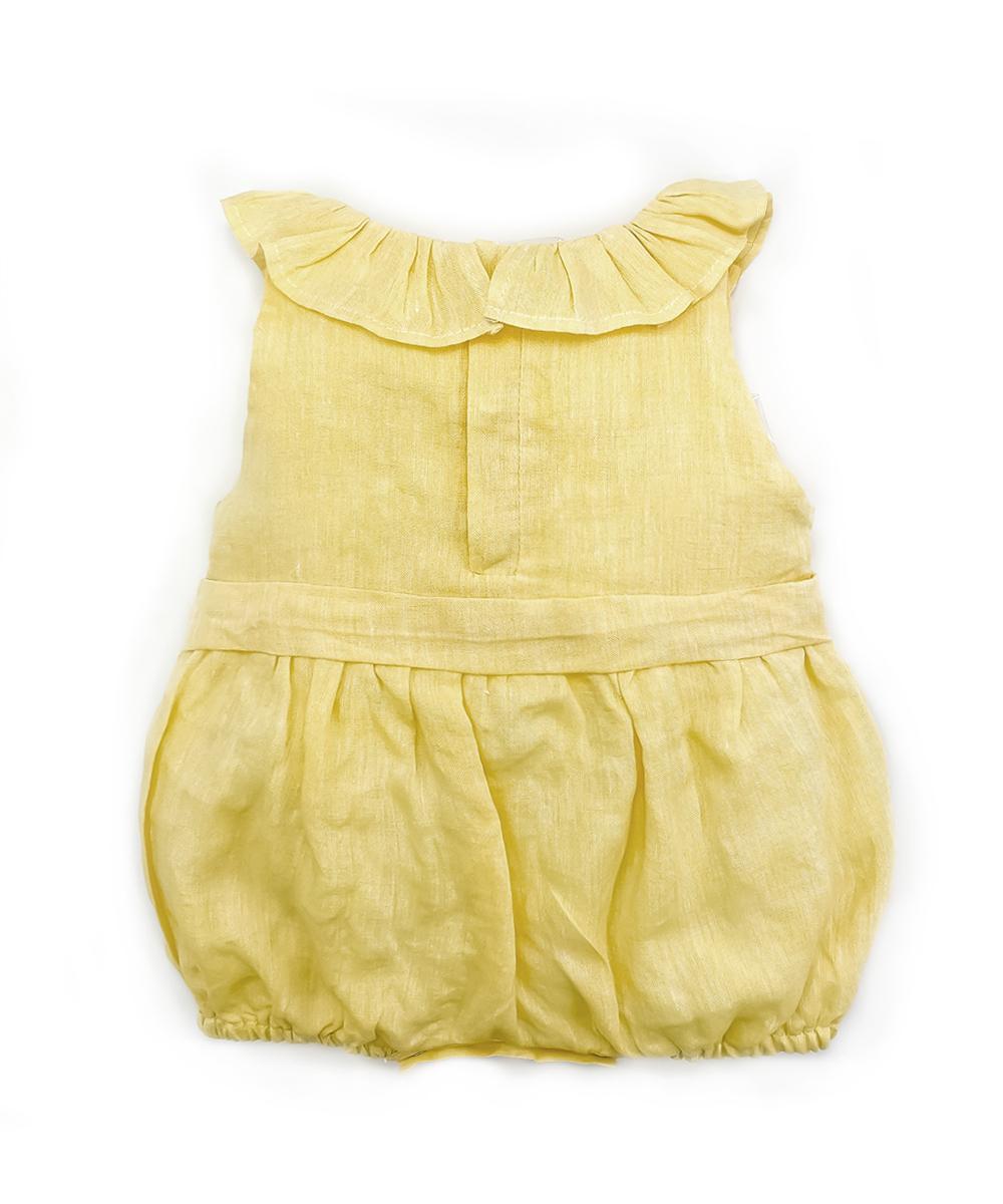 Pagliaccetto con rouches lino giallo