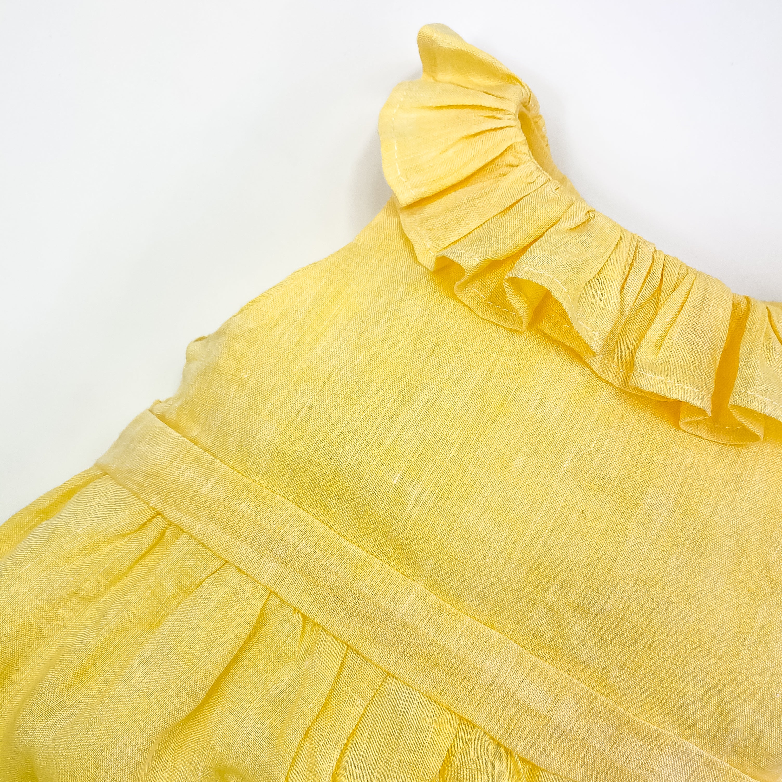 Pagliaccetto con rouches lino giallo