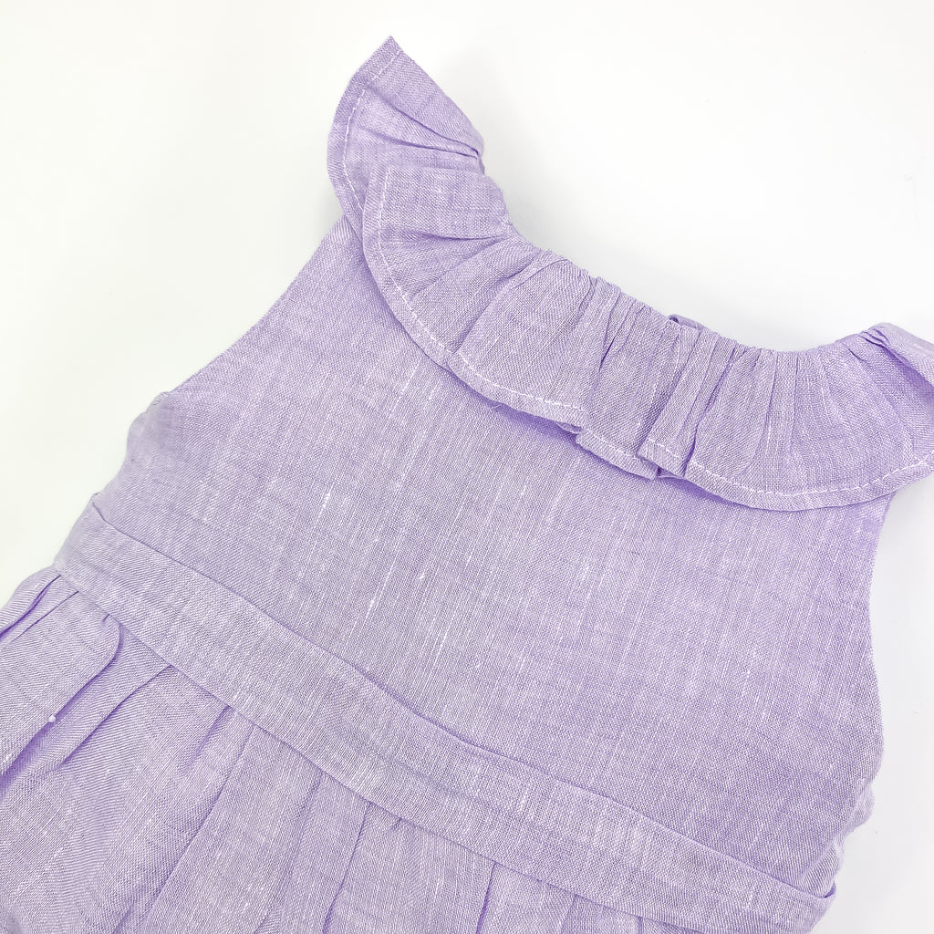 Pagliaccetto con rouches lino lilla