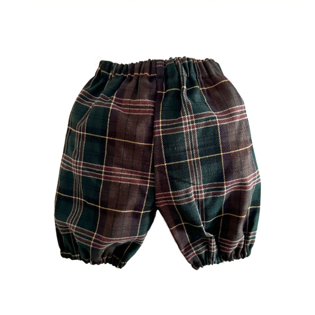 Pantaloni all'inglese con elastico a quadri verde