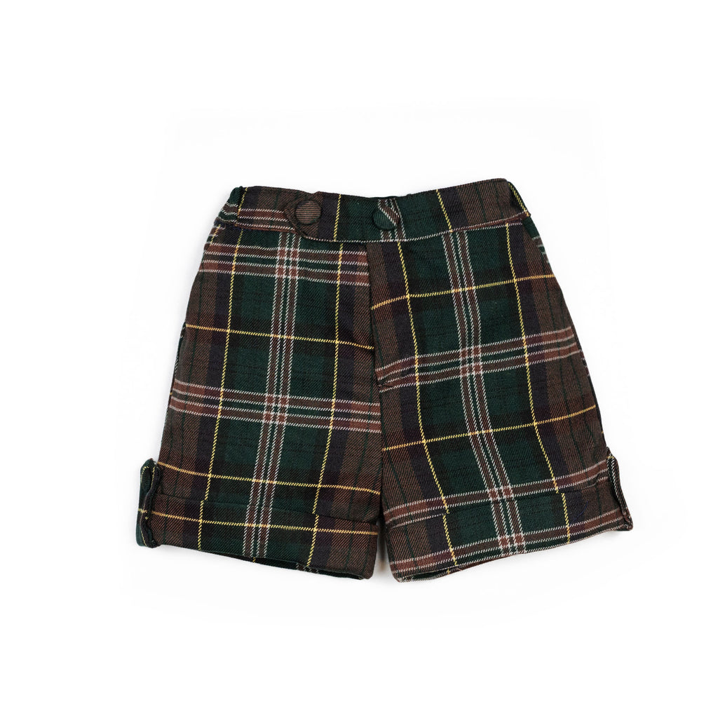 Pantaloni all'inglese corti a quadri verde