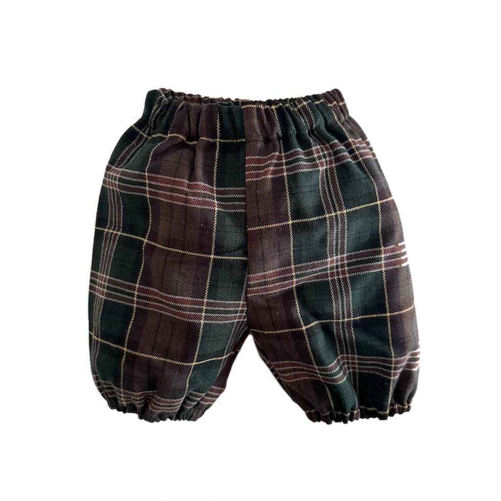 Pantaloni all'inglese con elastico a quadri verde