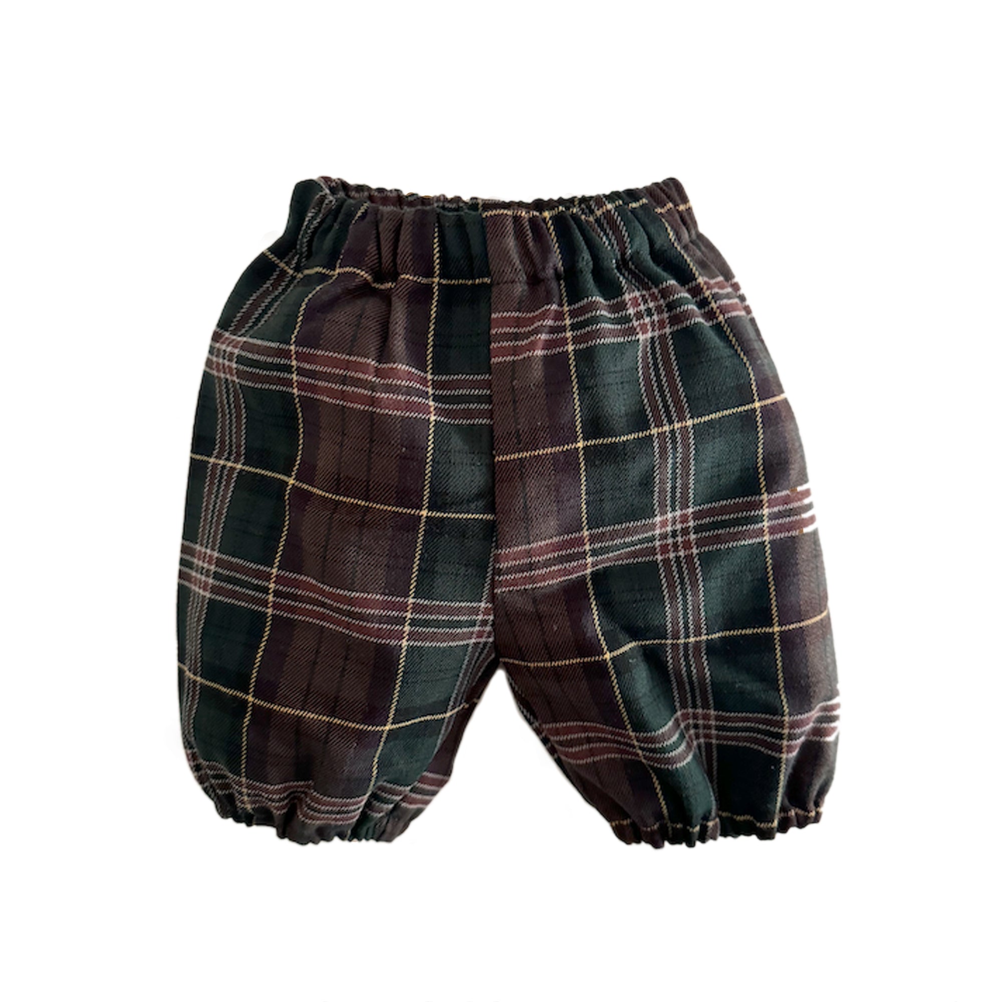 Pantaloni all'inglese con elastico a quadri verde