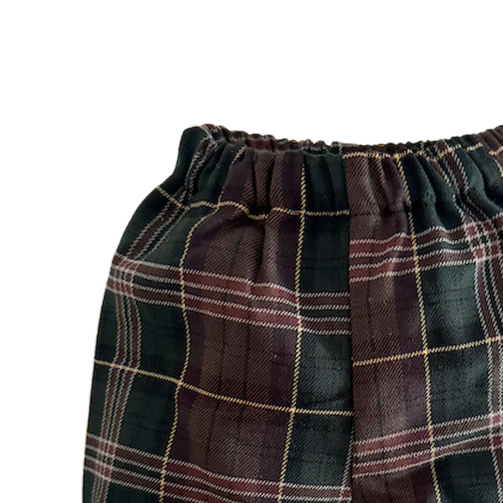 Pantaloni all'inglese con elastico a quadri verde