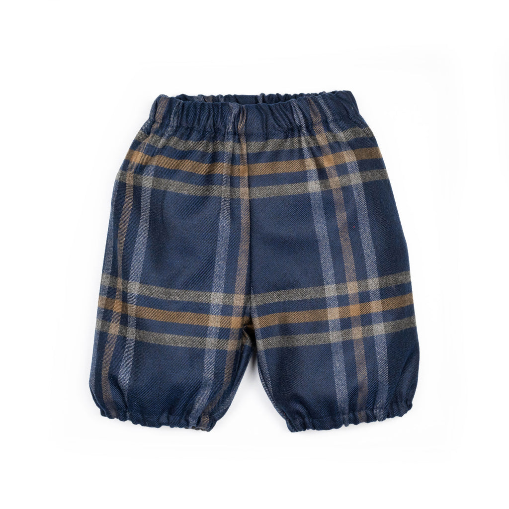 Pantaloni all'inglese con elastico blu tartan