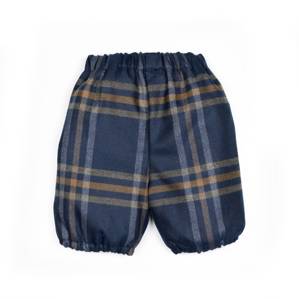 Pantaloni all'inglese con elastico blu tartan