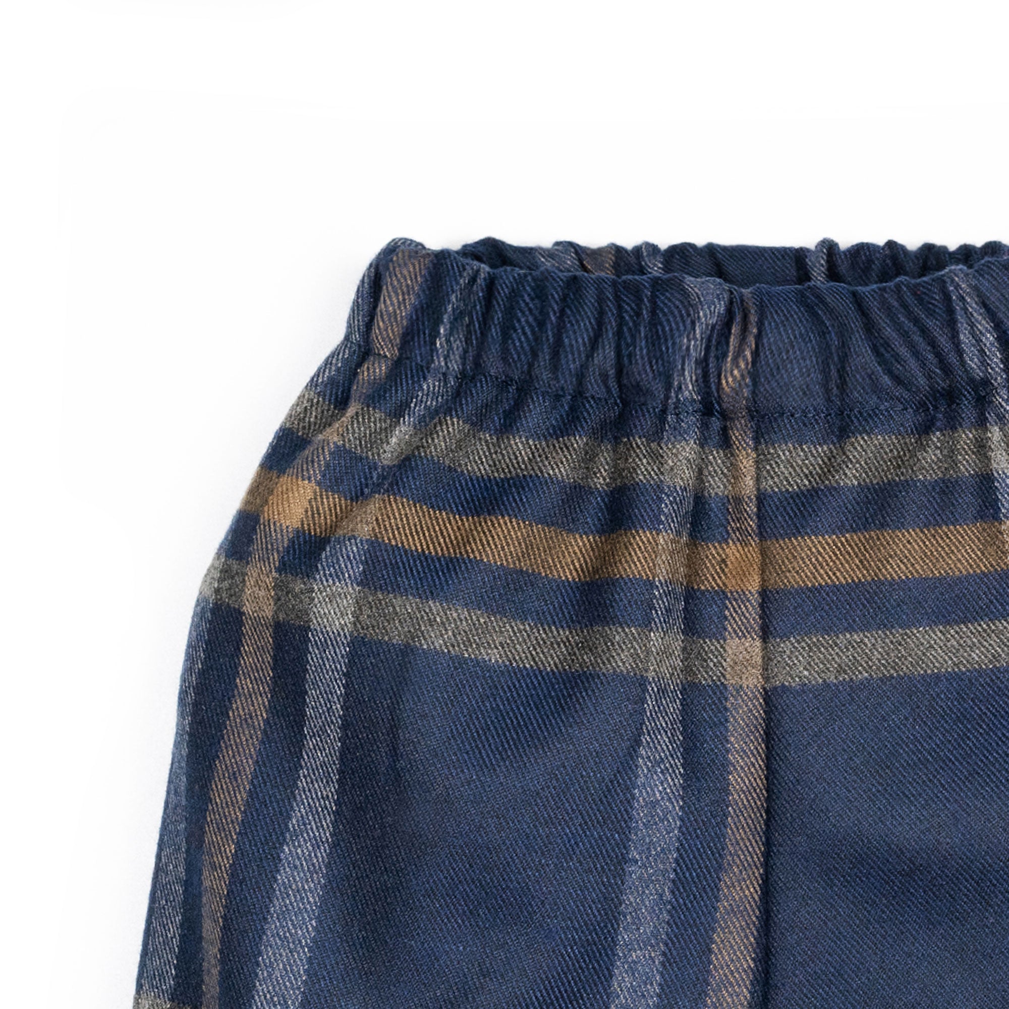Pantaloni all'inglese con elastico blu tartan