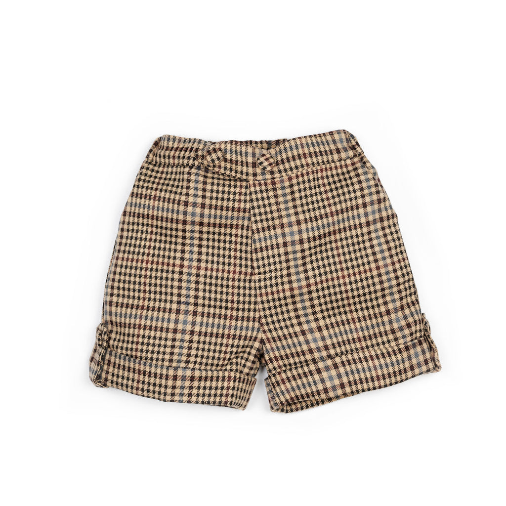 Pantaloni all'inglese corti qudretti beige