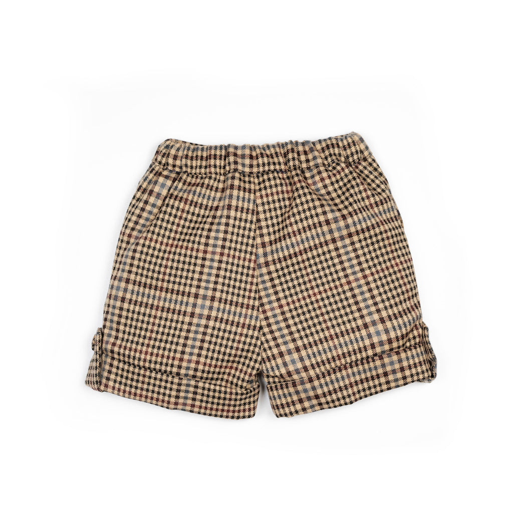 Pantaloni all'inglese corti qudretti beige