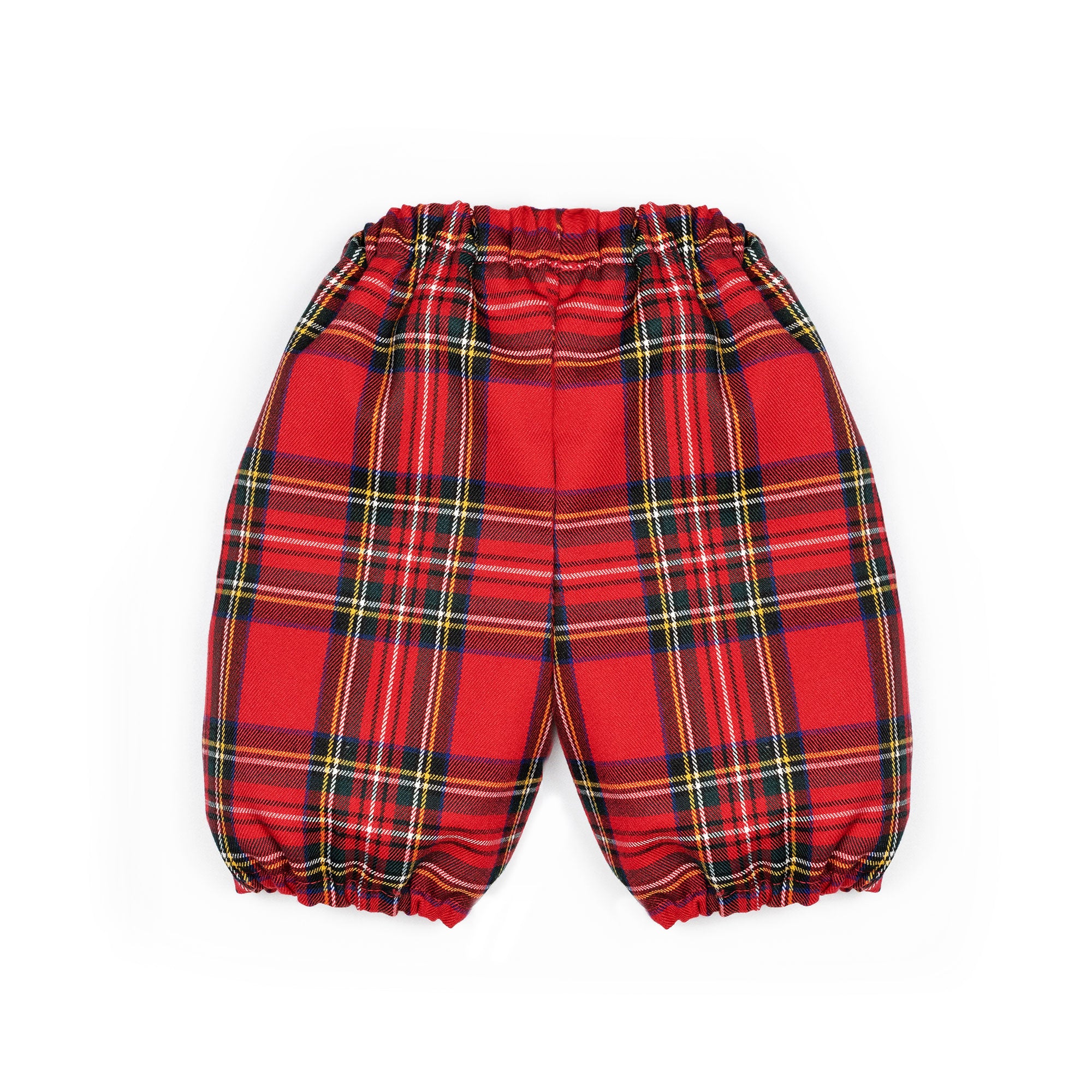 Pantaloni all'inglese con elastico in tartan rosso