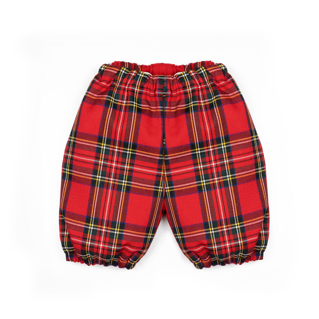 Pantaloni all'inglese con elastico in tartan rosso